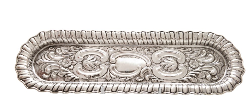 Antique Edwardian Sterling Silver Pen Tray 1902 View II