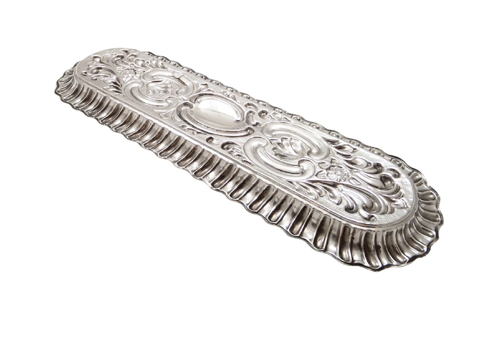 Antique Edwardian Sterling Silver Pen Tray 1902 View IV