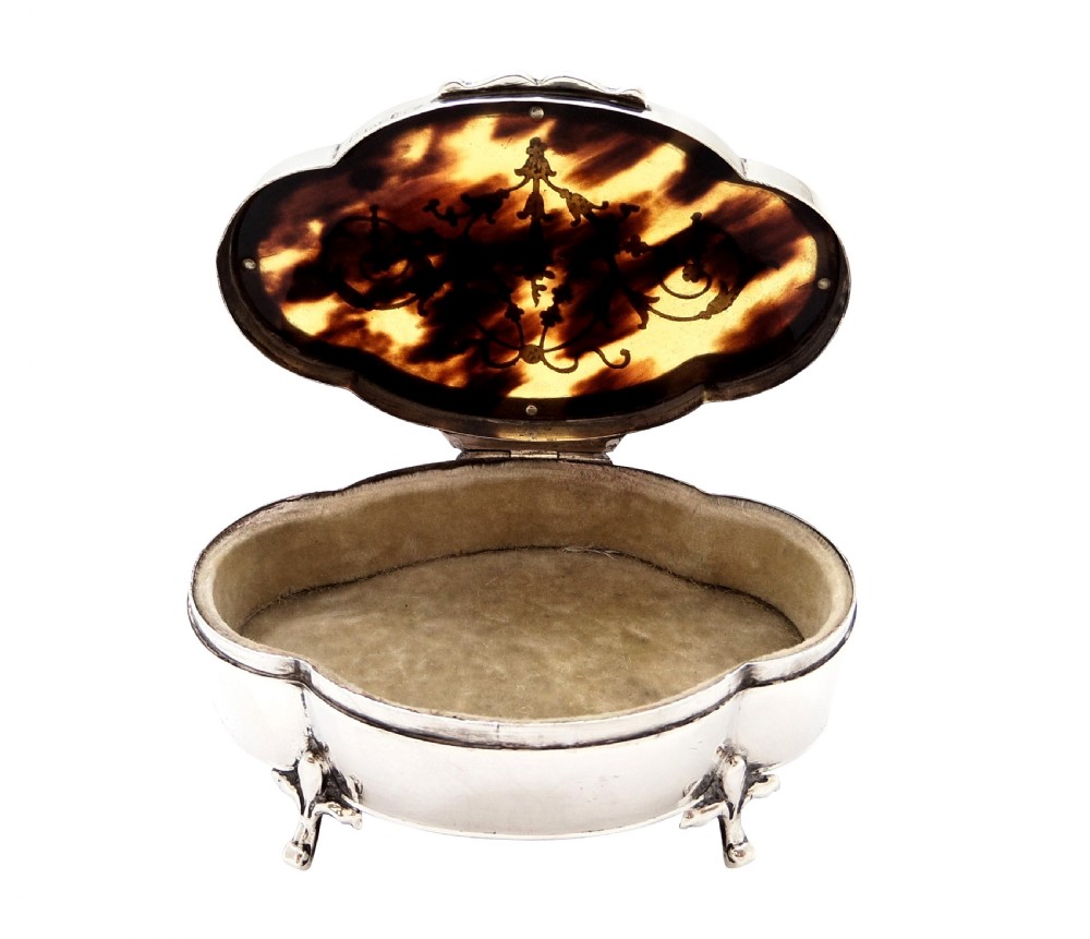 Antique Sterling Silver & Tortoiseshell Trinket Box 1911 View VII
