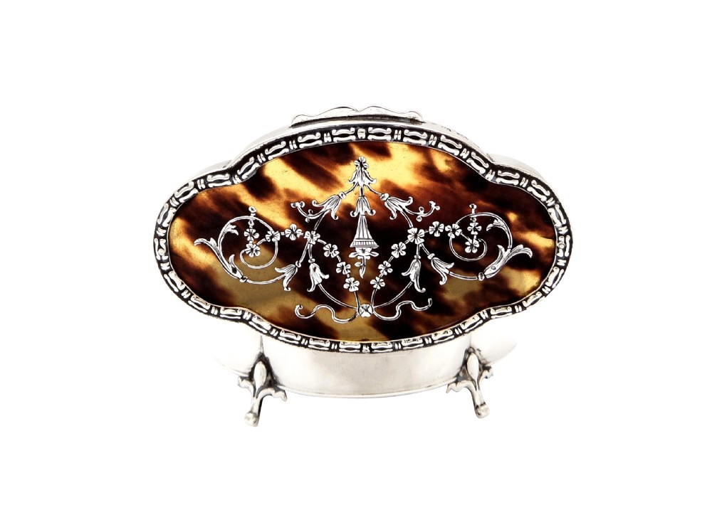 Antique Sterling Silver & Tortoiseshell Trinket Box 1911 View VIII