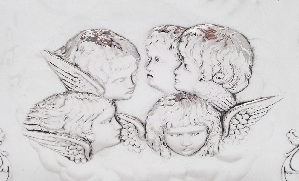 Antique Edwardian Sterling Silver 'Cherubs/Angels' Dressing Tray 1908 View V