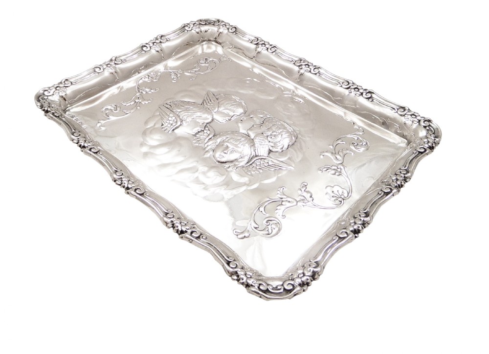 Antique Edwardian Sterling Silver 'Cherubs/Angels' Dressing Tray 1908 View VII