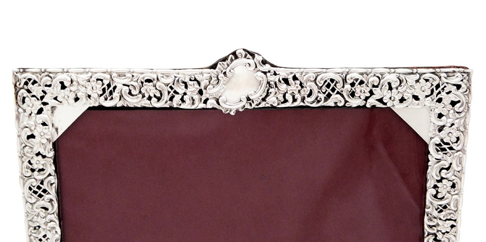 Antique Victorian Sterling Silver 'Landscape' Photo Frame 1896 View II