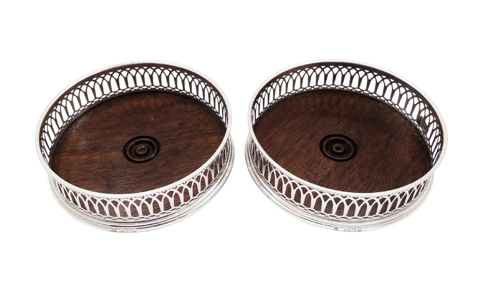Pair of Vintage Sterling Silver Wine / Champagne Coasters  View IV