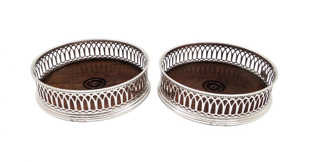 Pair of Vintage Sterling Silver Wine / Champagne Coasters  View VII