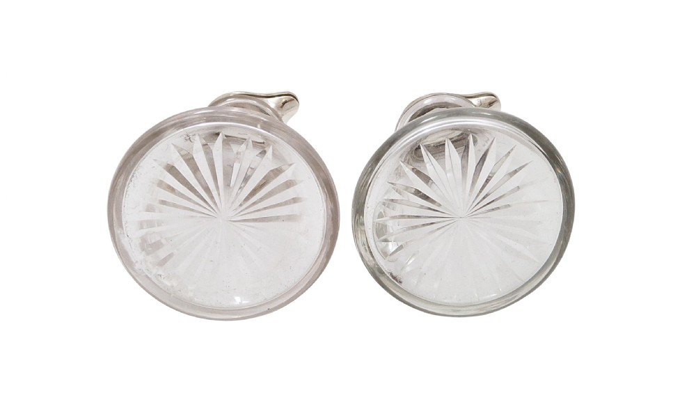 Pair of Antique Sterling Silver & Glass Whisky Noggins/Jugs 1934 View VII