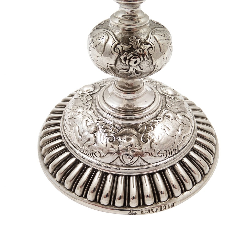 Antique Victorian Sterling Silver Candlestick - 1870 Garrard View III
