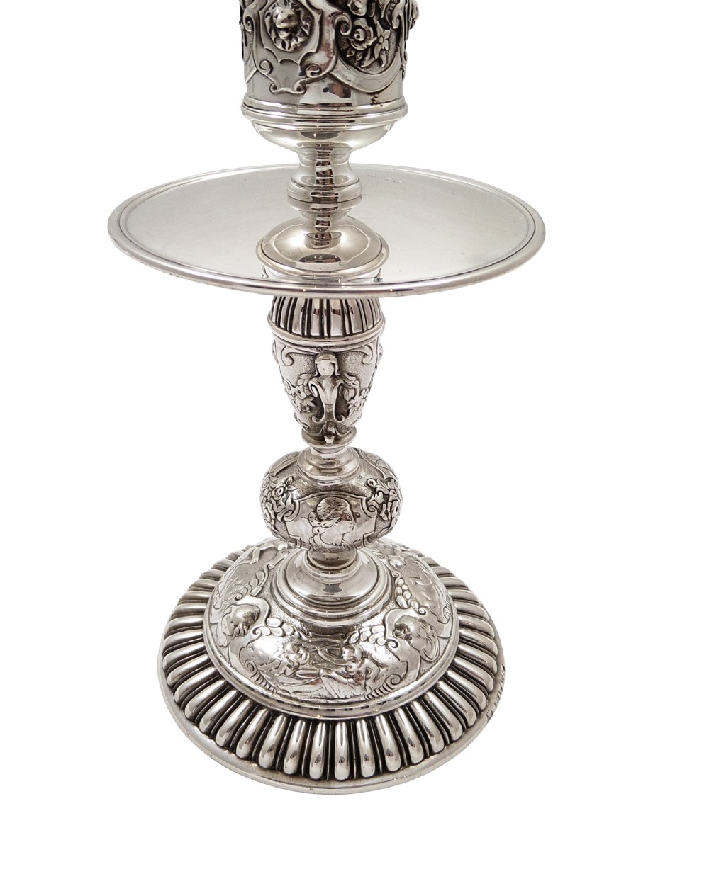 Antique Victorian Sterling Silver Candlestick - 1870 Garrard View IV