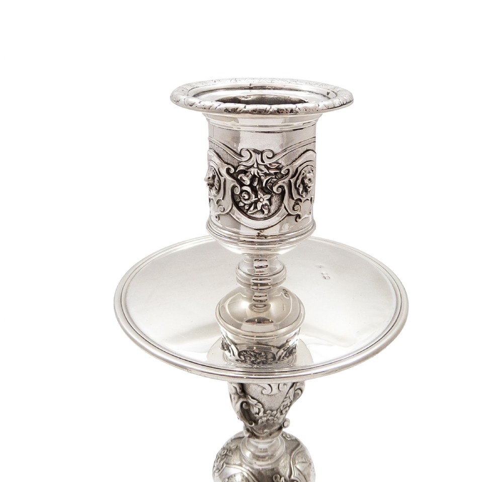 Antique Victorian Sterling Silver Candlestick - 1870 Garrard View V