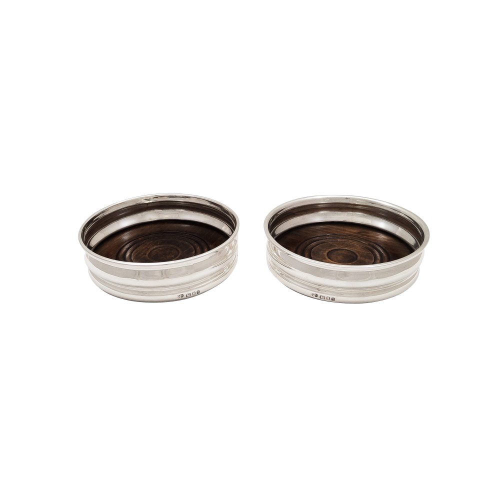 Pair of Vintage Sterling Silver Wine Coasters