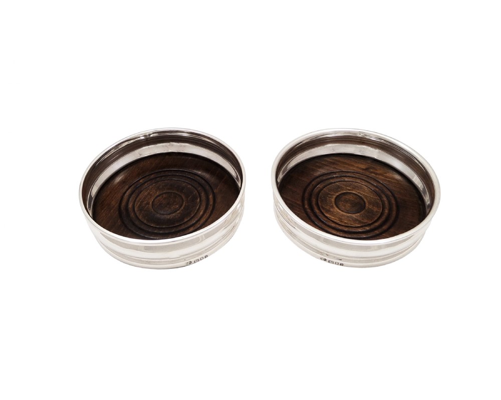 Pair of Vintage Sterling Silver Wine Coasters View IV