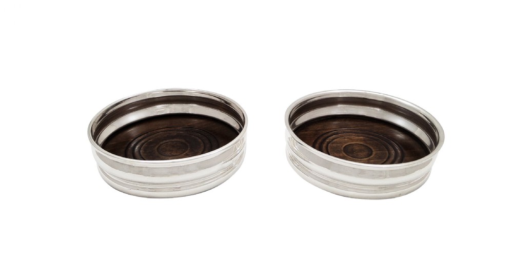 Pair of Vintage Sterling Silver Wine Coasters View VII