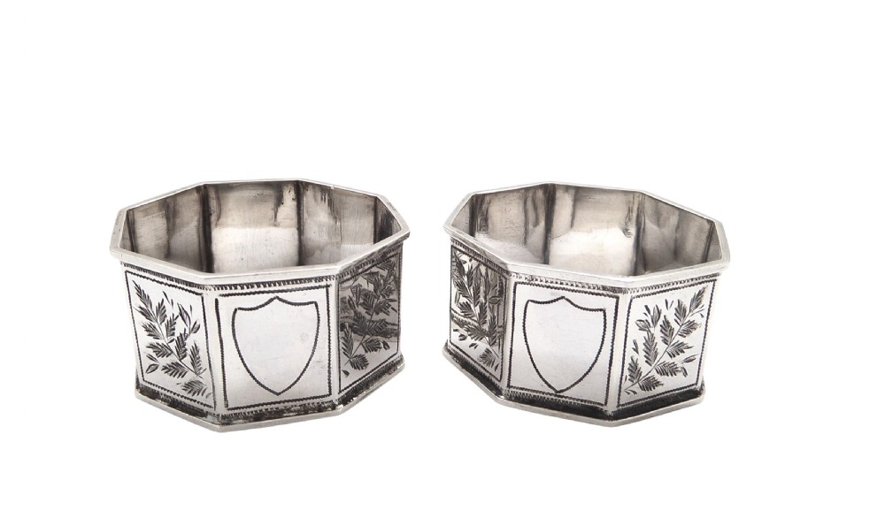 Pair of Antique Victorian Sterling Silver Napkin Rings in Case 1893 View II