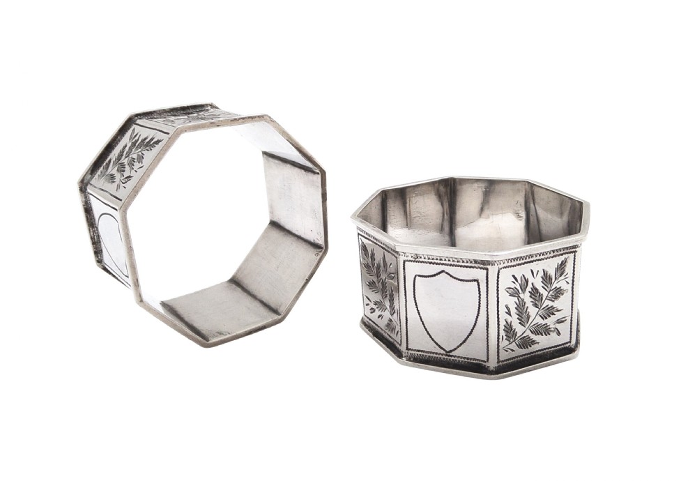Pair of Antique Victorian Sterling Silver Napkin Rings in Case 1893 View IV