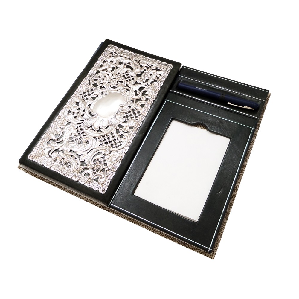Antique Victorian Sterling Silver Desk Top Stationery Folder 1899