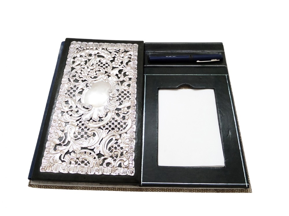 Antique Victorian Sterling Silver Desk Top Stationery Folder 1899 View III