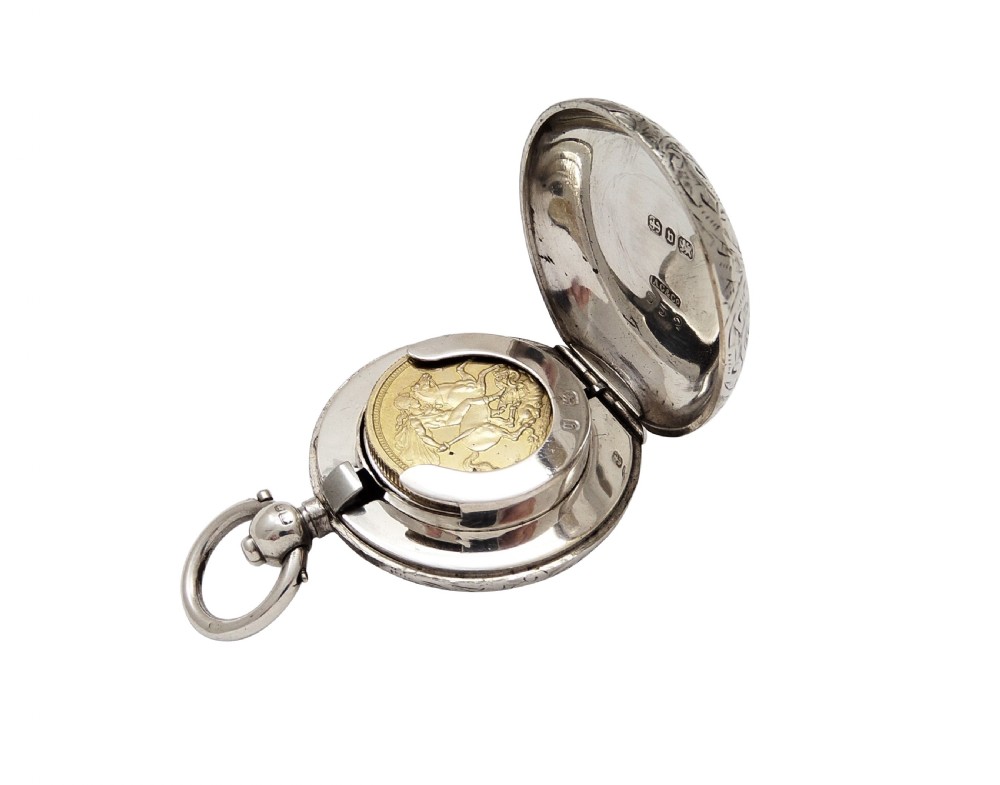 Antique Victorian Sterling Silver Sovereign Case 1895 View VI