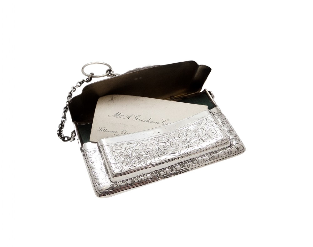 Antique Edwardian Sterling Silver Double Card Case 1910 View VIII