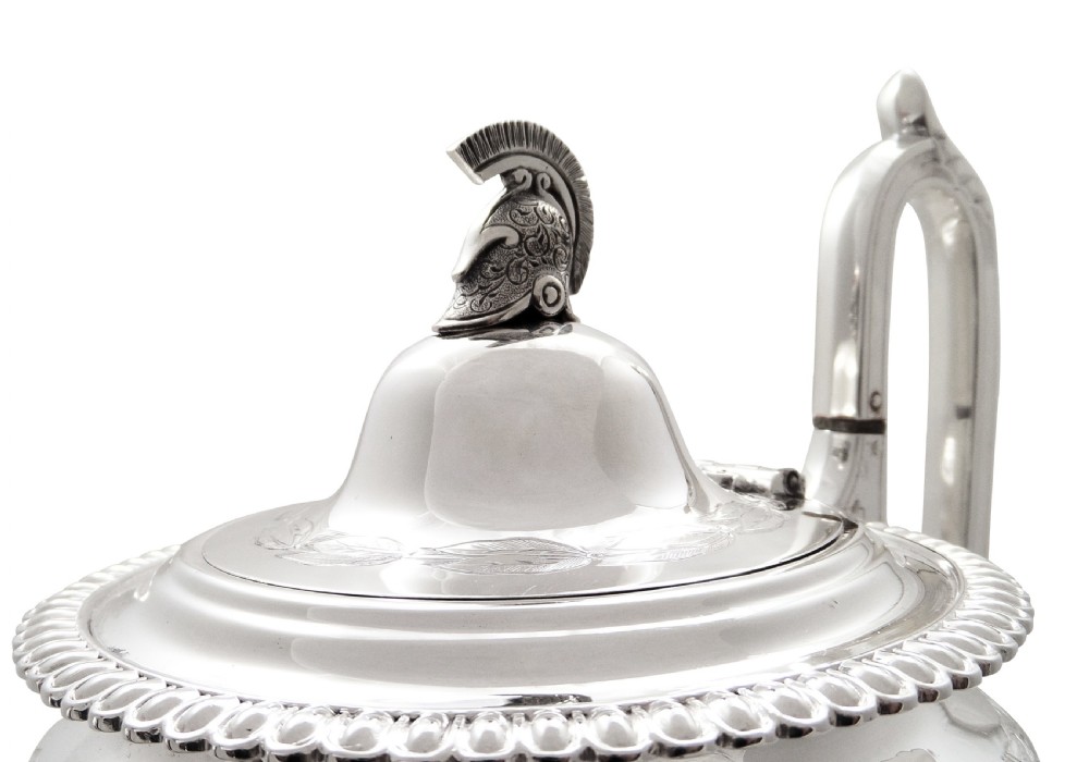 Antique Victorian Sterling Silver Teapot with Scenes 1871 View VII