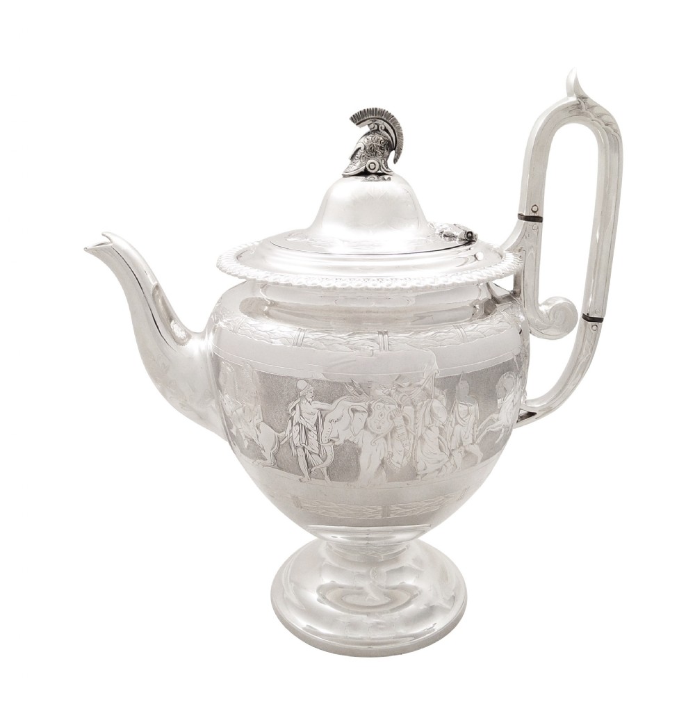 Antique Victorian Sterling Silver Teapot with Scenes 1871 View XIII