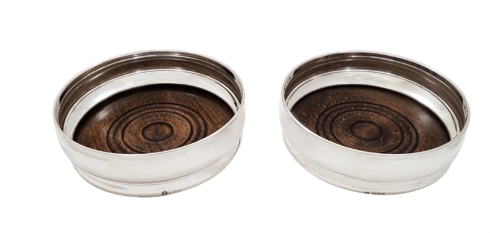 Pair of Vintage Sterling Silver Wine / Champagne Coasters  View III