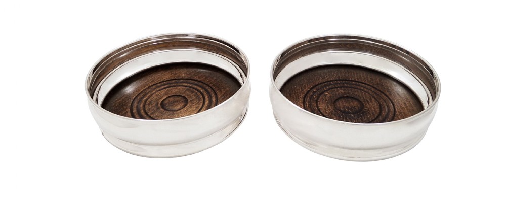 Pair of Vintage Sterling Silver Wine / Champagne Coasters  View VII