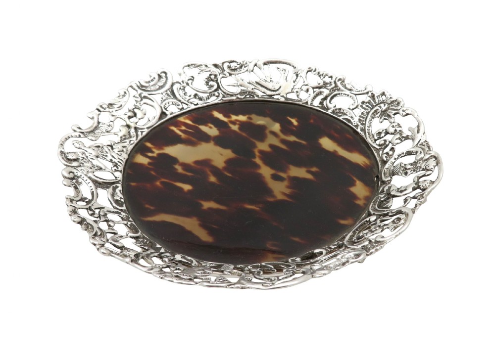 Antique Victorian Sterling Silver & Tortoiseshell Tray / Dish 1888 View II