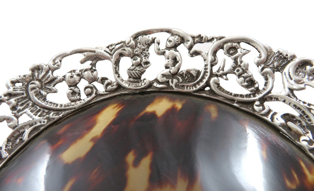 Antique Victorian Sterling Silver & Tortoiseshell Tray / Dish 1888 View III