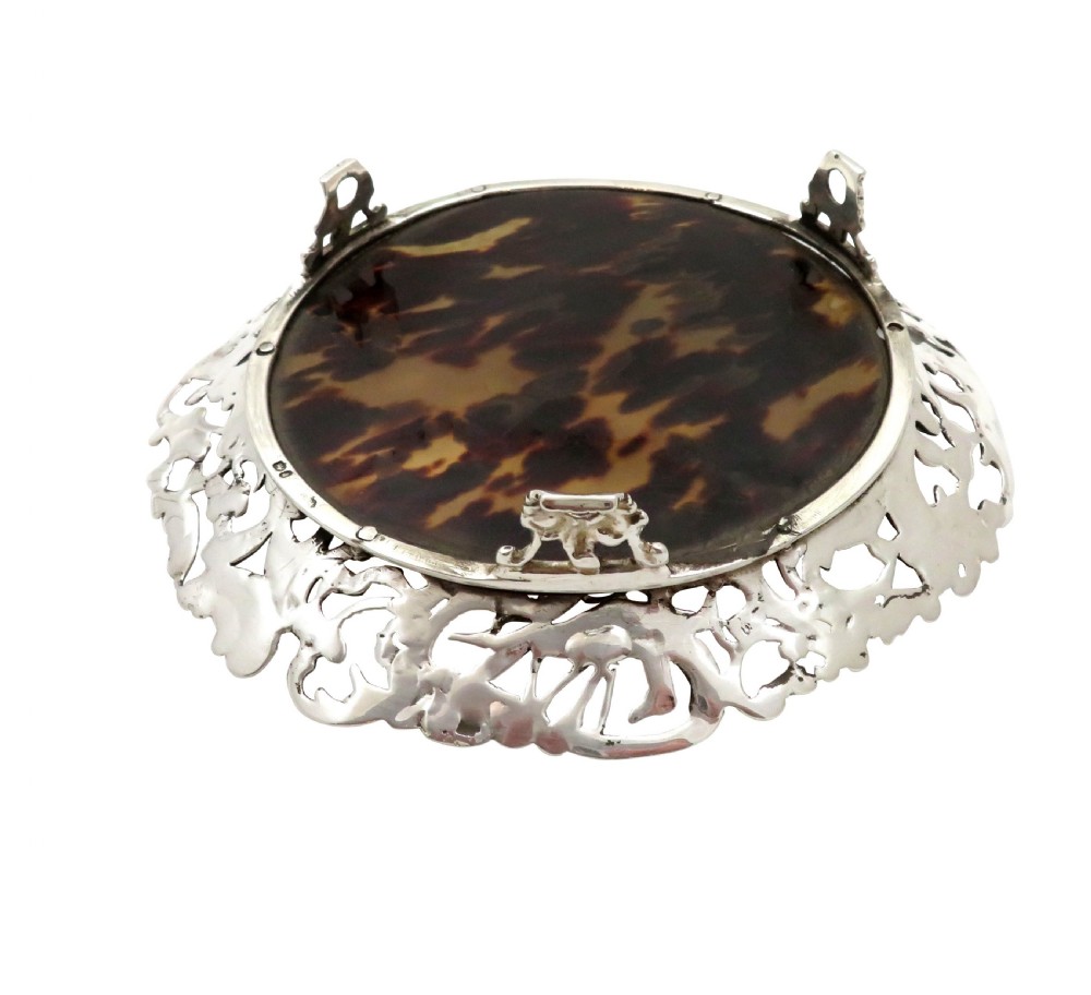Antique Victorian Sterling Silver & Tortoiseshell Tray / Dish 1888 View VI