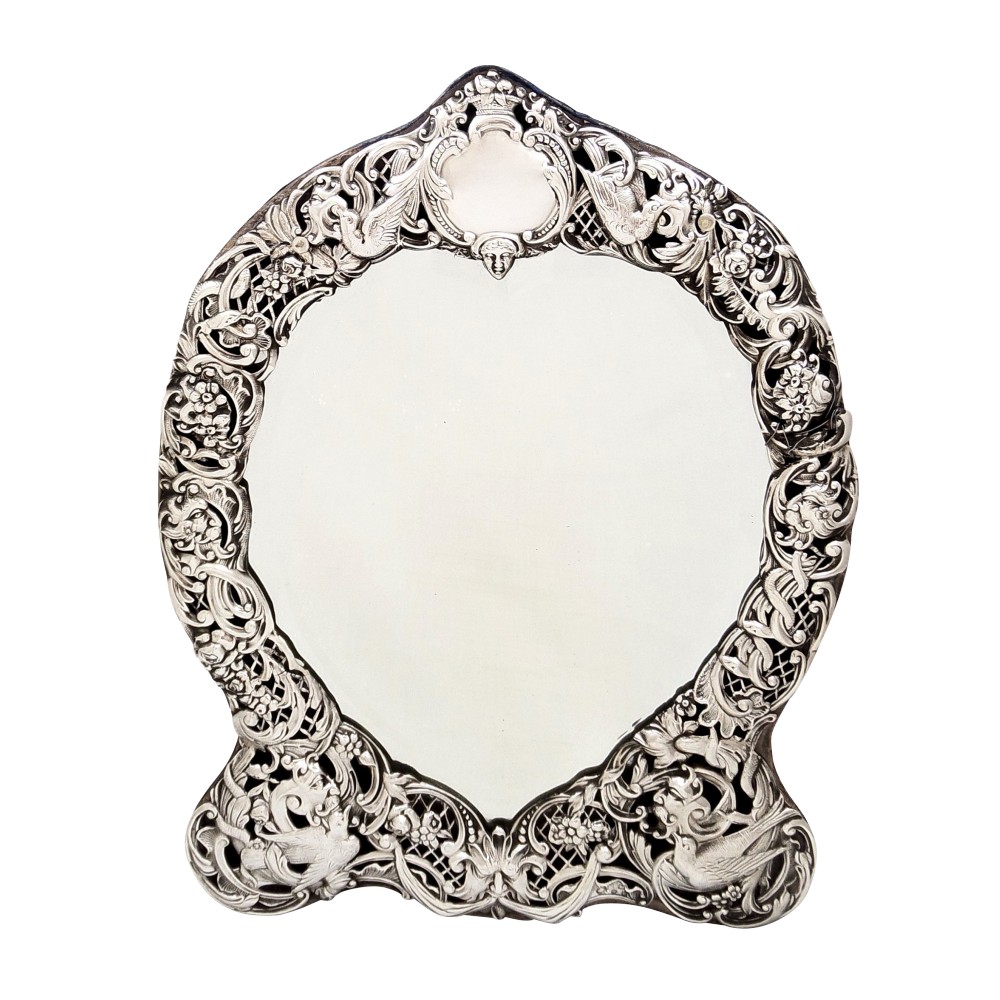 Antique Victorian Sterling Silver Dressing Table Mirror 1895