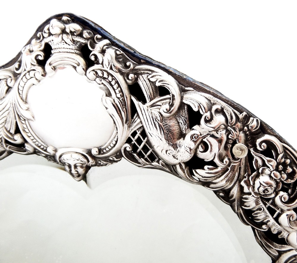 Antique Victorian Sterling Silver Dressing Table Mirror 1895 View III
