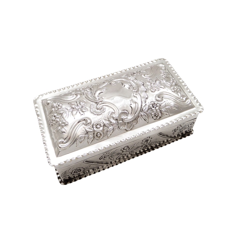 Antique Victorian Sterling Silver Trinket Box 1889