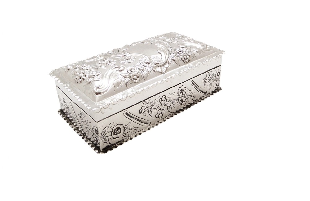 Antique Victorian Sterling Silver Trinket Box 1889 View IV