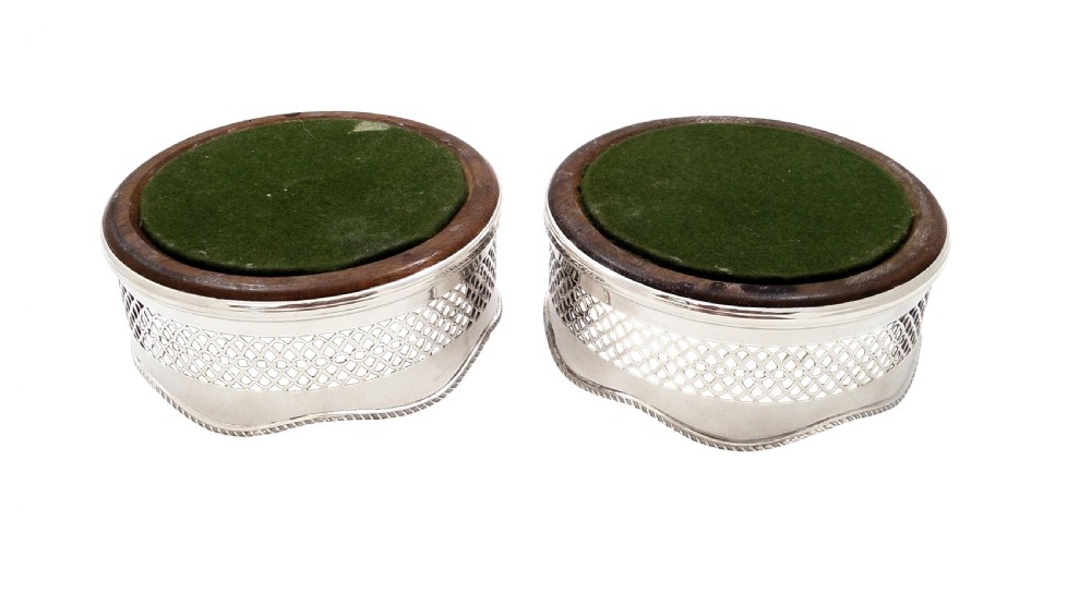 Pair of Vintage Sterling Silver Wine / Champagne Coasters View V