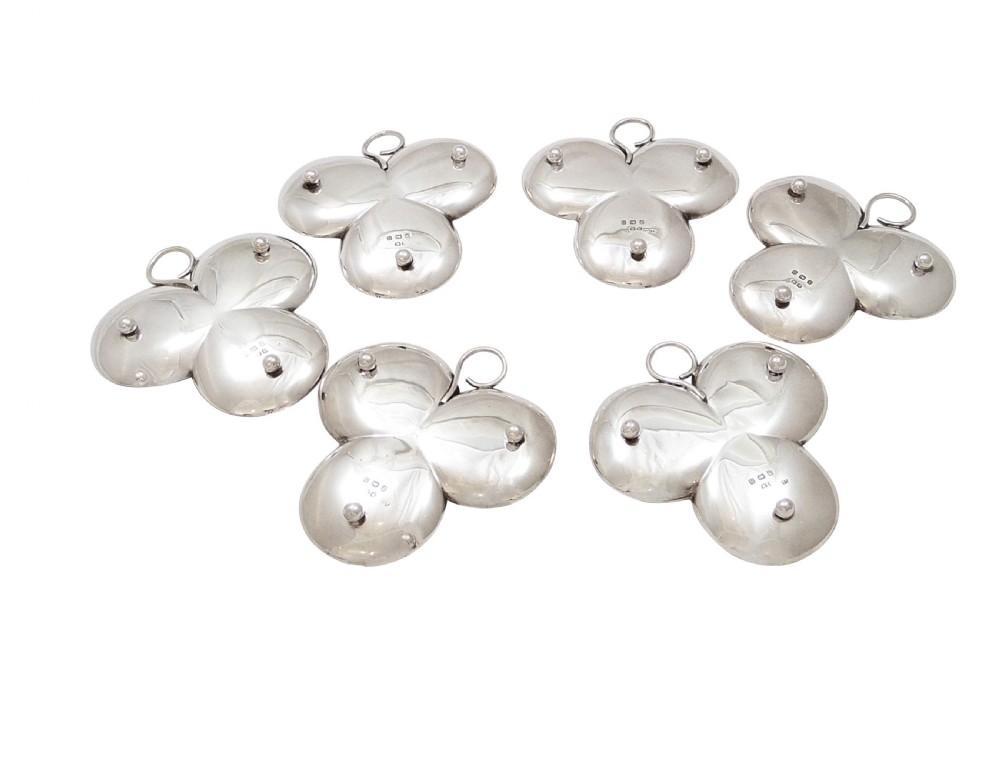 Set of 6 Antique Sterling Silver 'Clover' Dishes in Case 1912 View VI