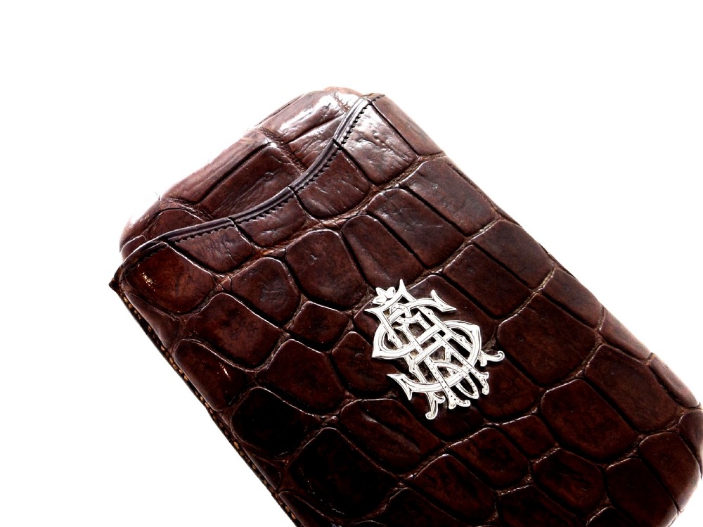 Antique Victorian Genuine Crocodile Leather Cigar Case c1900 View IV