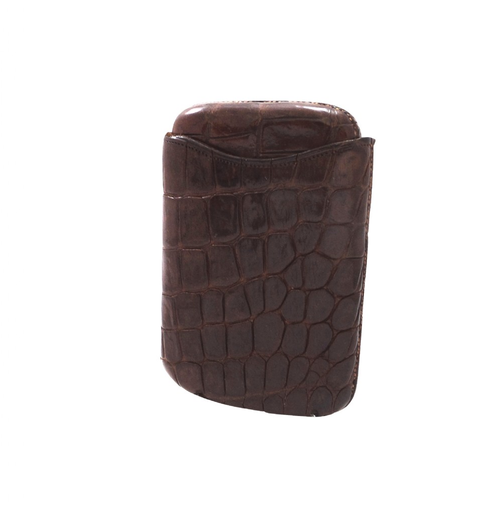 Antique Victorian Genuine Crocodile Leather Cigar Case c1900 View V