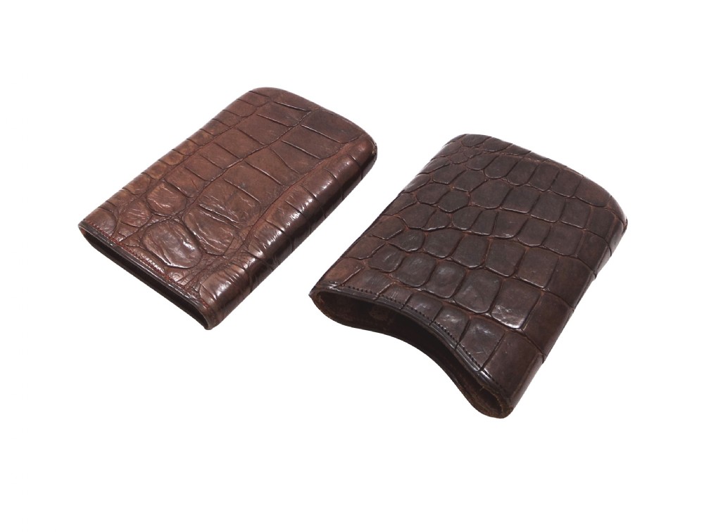 Antique Victorian Genuine Crocodile Leather Cigar Case c1900 View VI