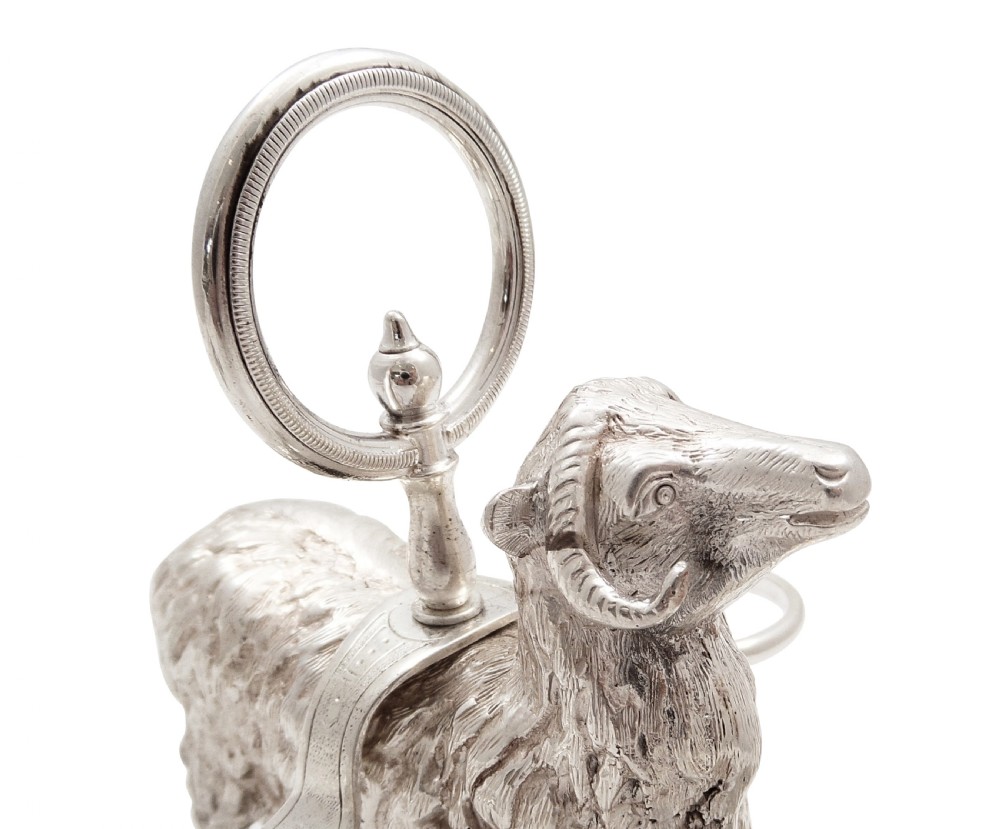 Antique Victorian Silver Plated 'Ram' Novelty Cruet Set c1880 View VI