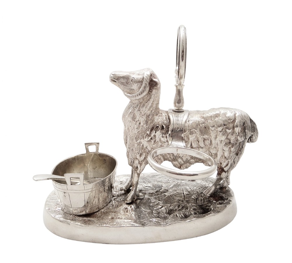 Antique Victorian Silver Plated 'Ram' Novelty Cruet Set c1880 View VII