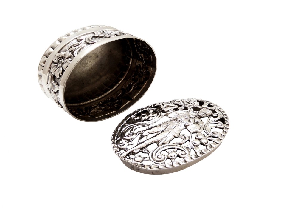 Antique Victorian Sterling Silver Pierced Trinket Box 1899 View IV