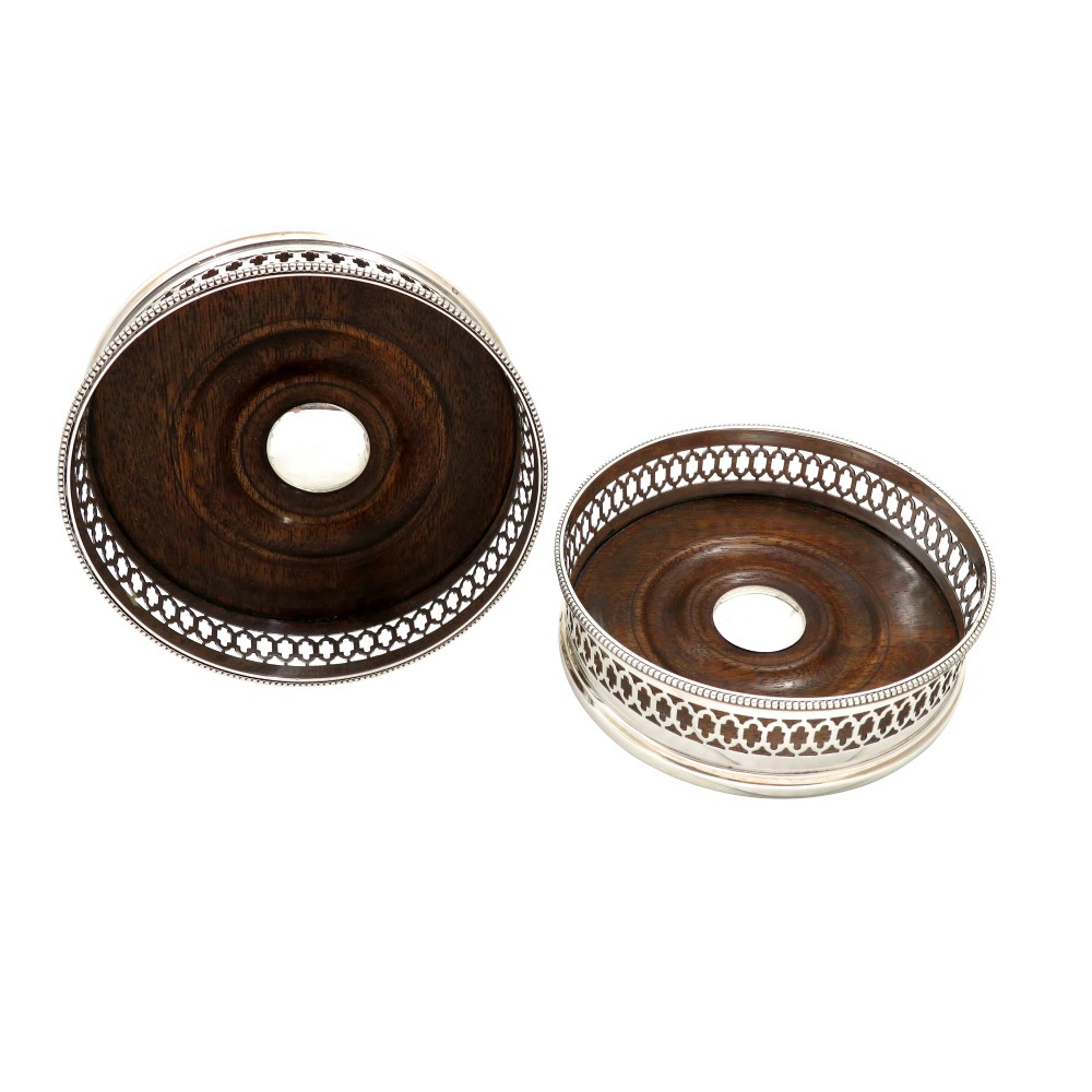 Pair of Vintage Sterling Silver Wine / Champagne Coasters 1965