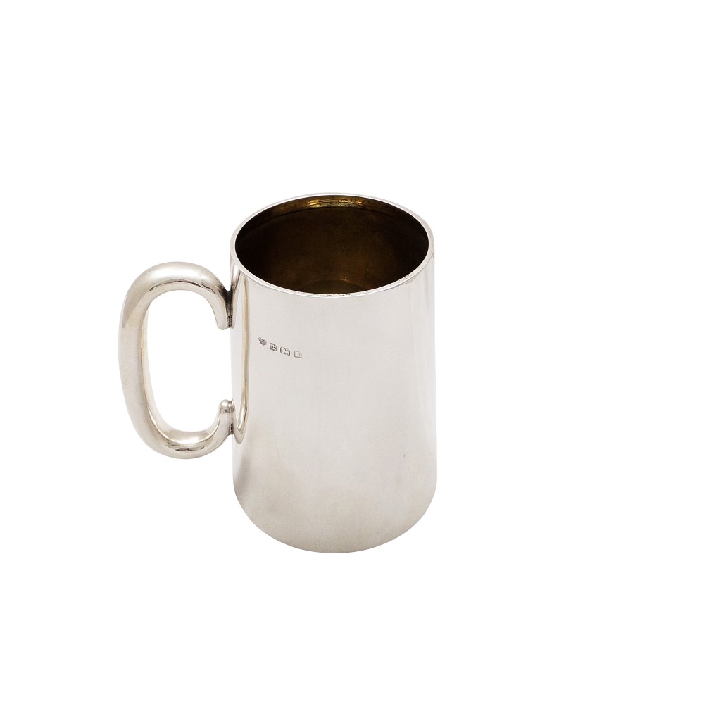 Antique Sterling Silver Pint Mug /Tankard with Glass Bottom 1929