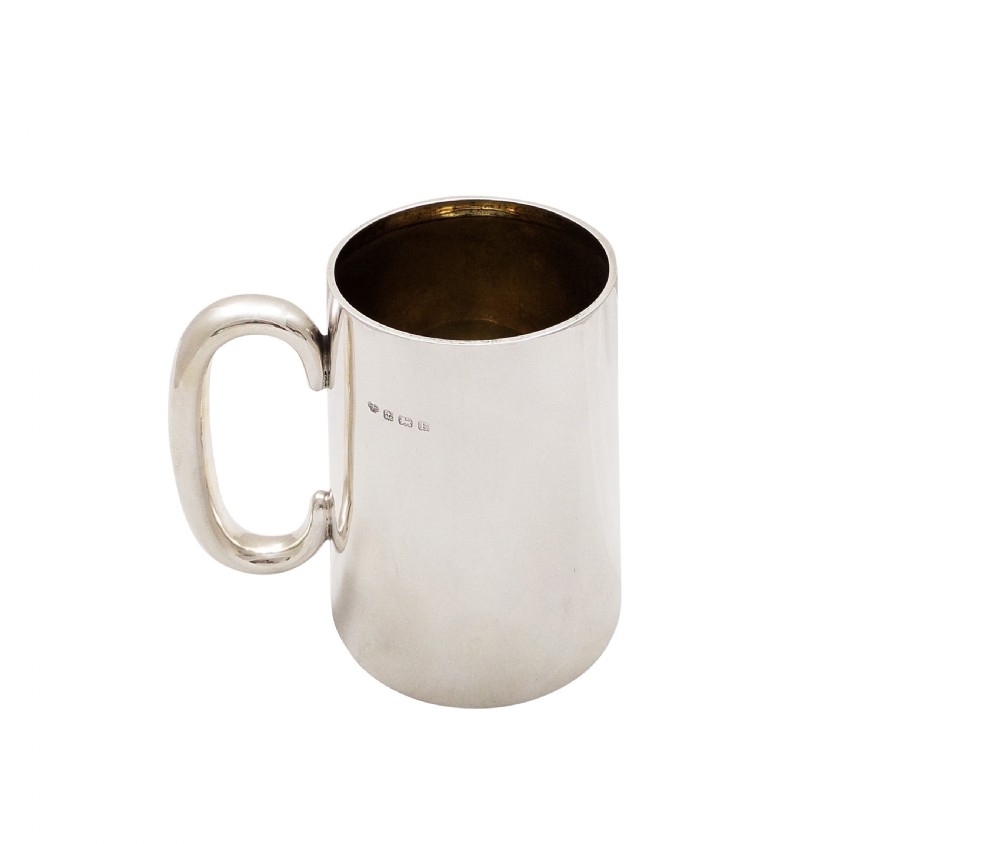 Antique Sterling Silver Pint Mug /Tankard with Glass Bottom 1929 View IX