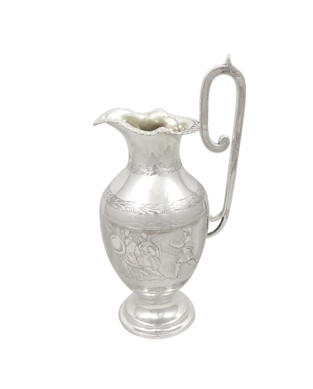Antique Victorian Sterling Silver Jug 1871 - Roman Soldiers View VII
