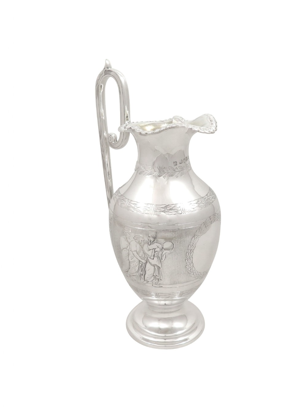 Antique Victorian Sterling Silver Jug 1871 - Roman Soldiers View X