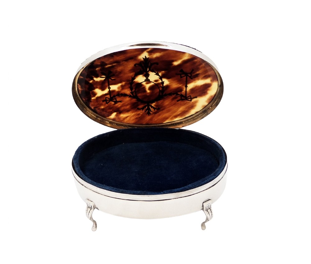 Antique Edwardian Sterling Silver &  Tortoiseshell Trinket Box 1907 View VI