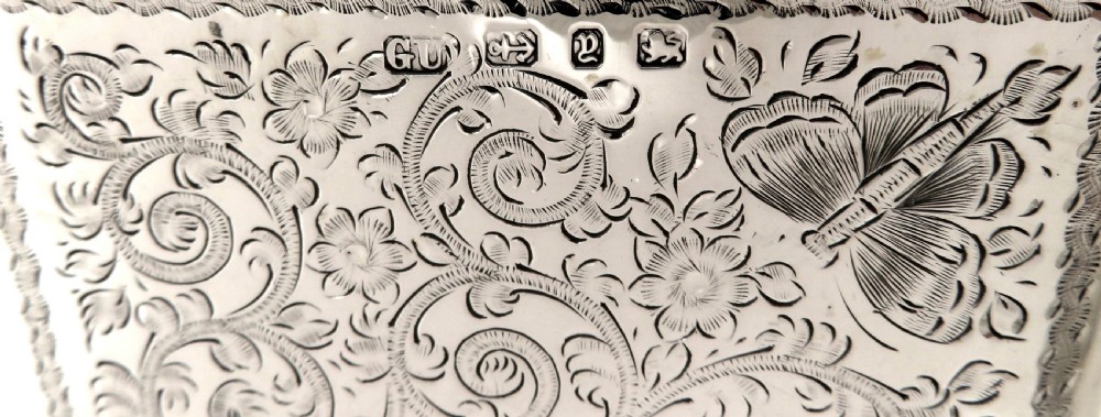 Antique Victorian Sterling Silver 'Butterflies' Card Case/Aide Memoire 1898 View II