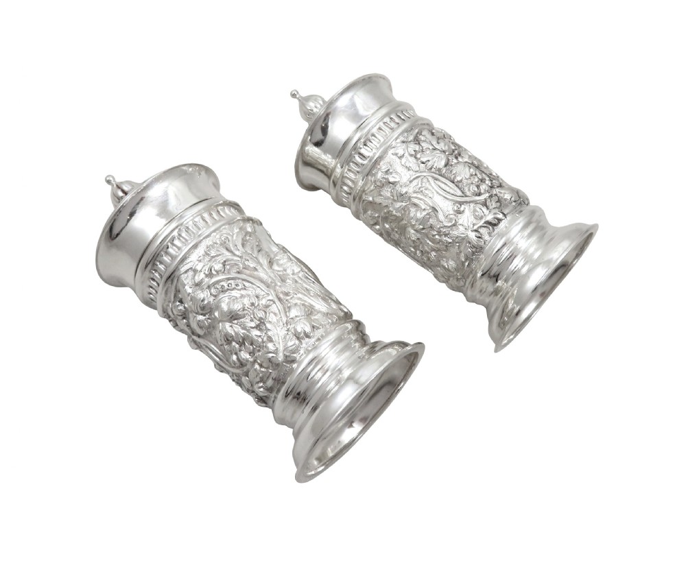Pair of Antique Victorian Sterling Silver Pepper Pots 1891 - Mappin & Webb View V