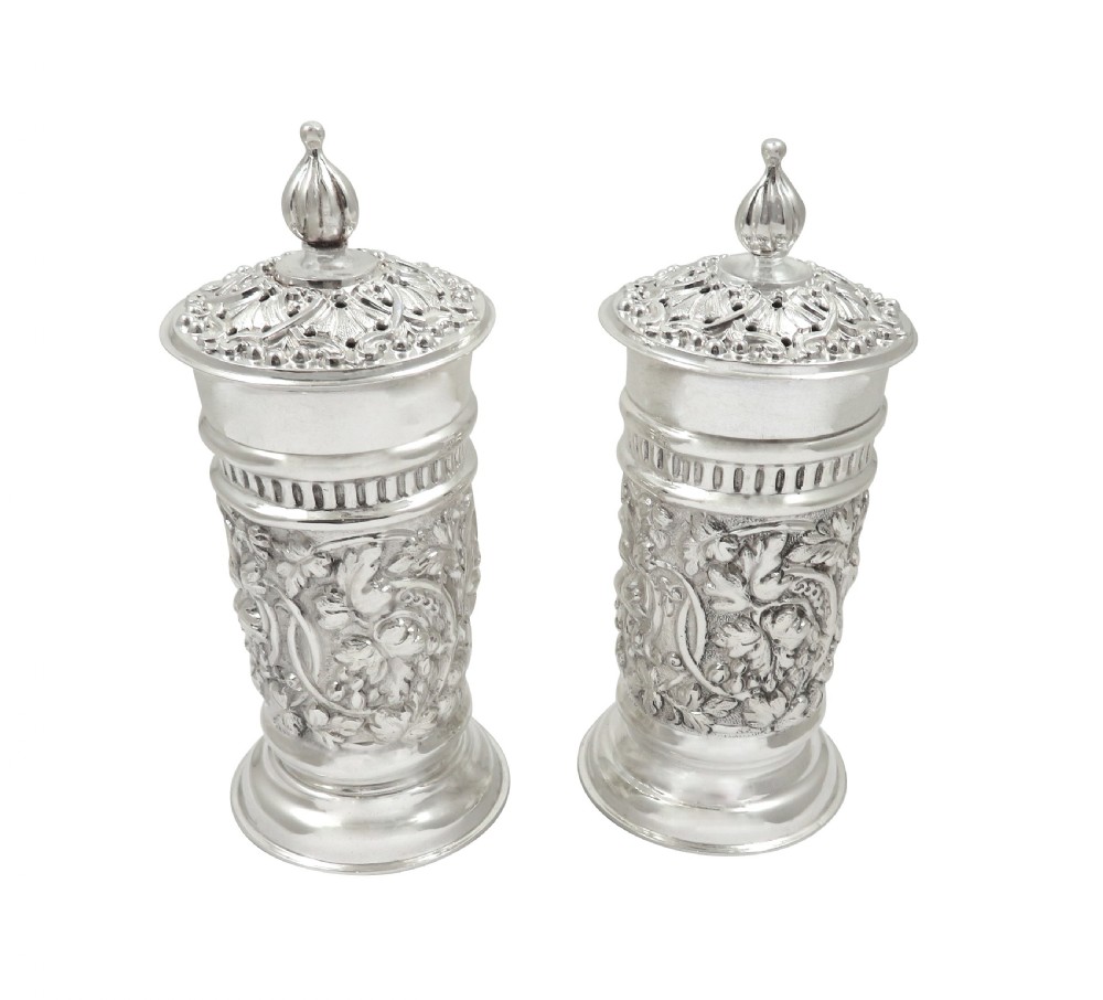 Pair of Antique Victorian Sterling Silver Pepper Pots 1891 - Mappin & Webb View VIII